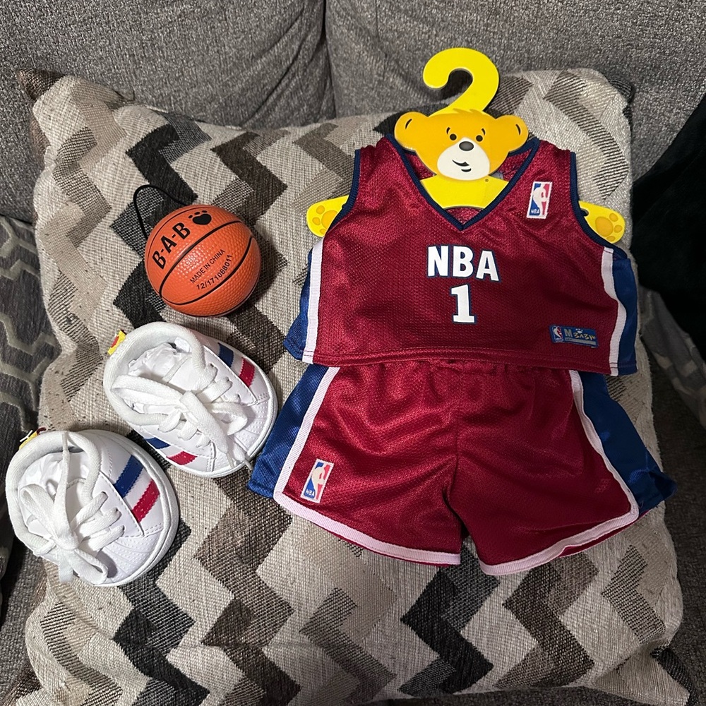 NBA Build-A-Bear Outfit with Shoes and Basketball and 2 sports Jerseys